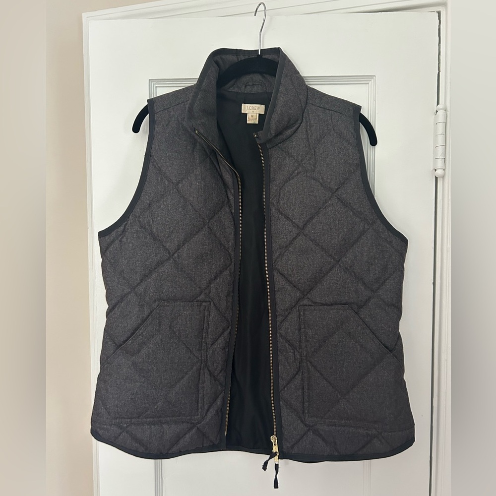 J. Crew Dark Charcoal Quilted Vest